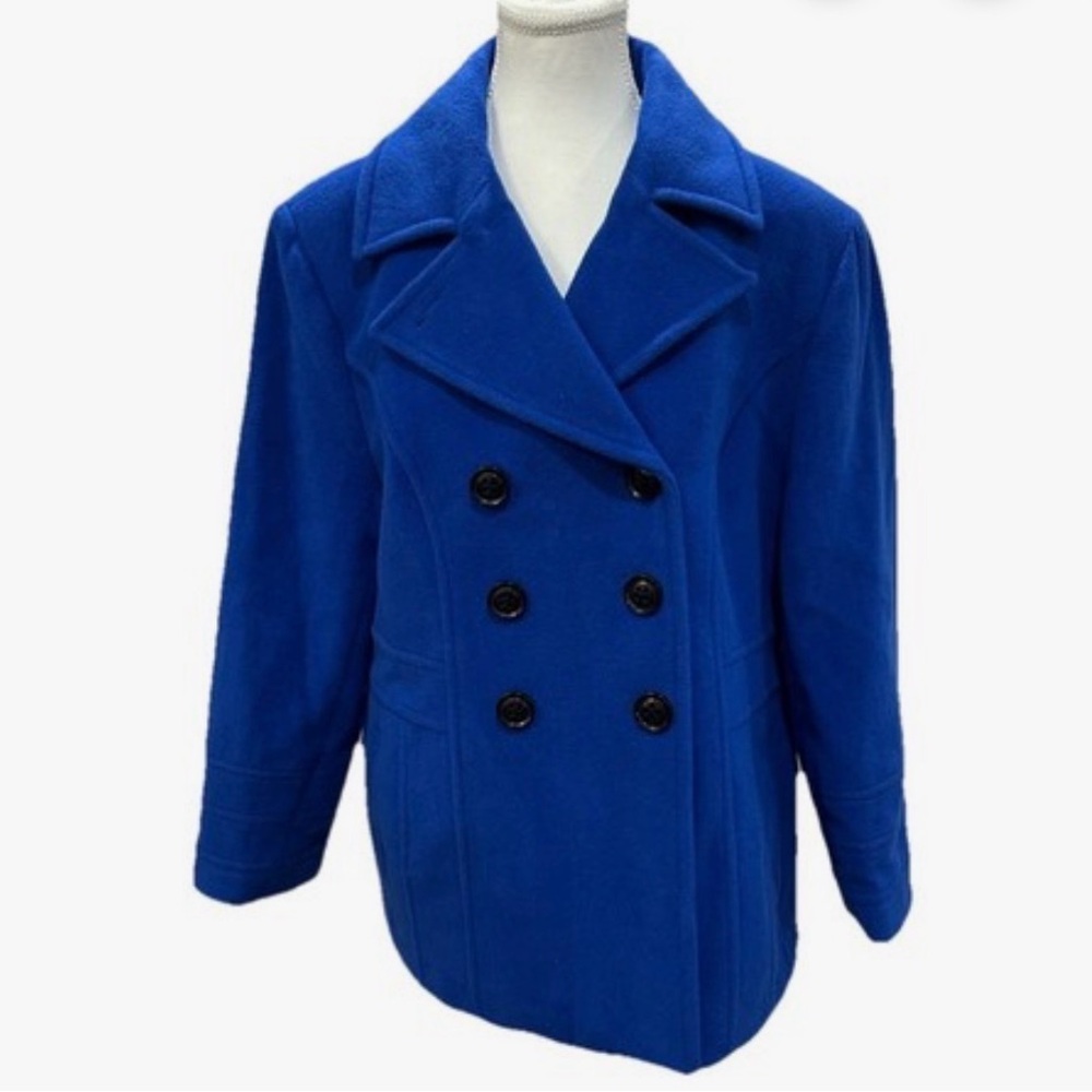 St. John's Bay Royal Wool and cashmere blend Blue Pea Coat